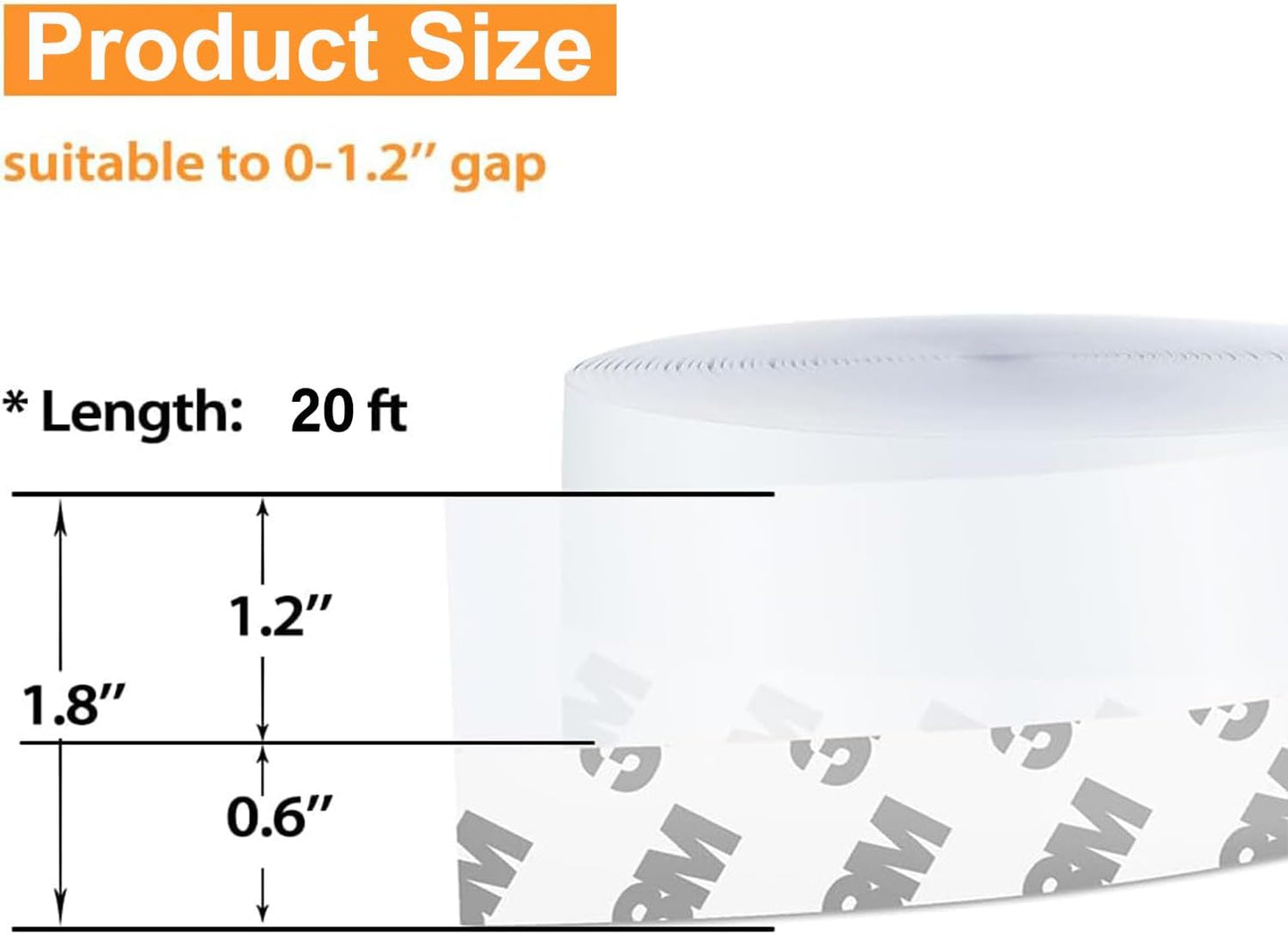 20 Ft Door Weather Stripping Door Seal Strip Tape, Silicone Door Draft Stopper,Self Adhesive Shower Door Bottom Seal, Door Insulation Strip for Door Frame Windows and Glass Gaps (Transparent, 45mm)