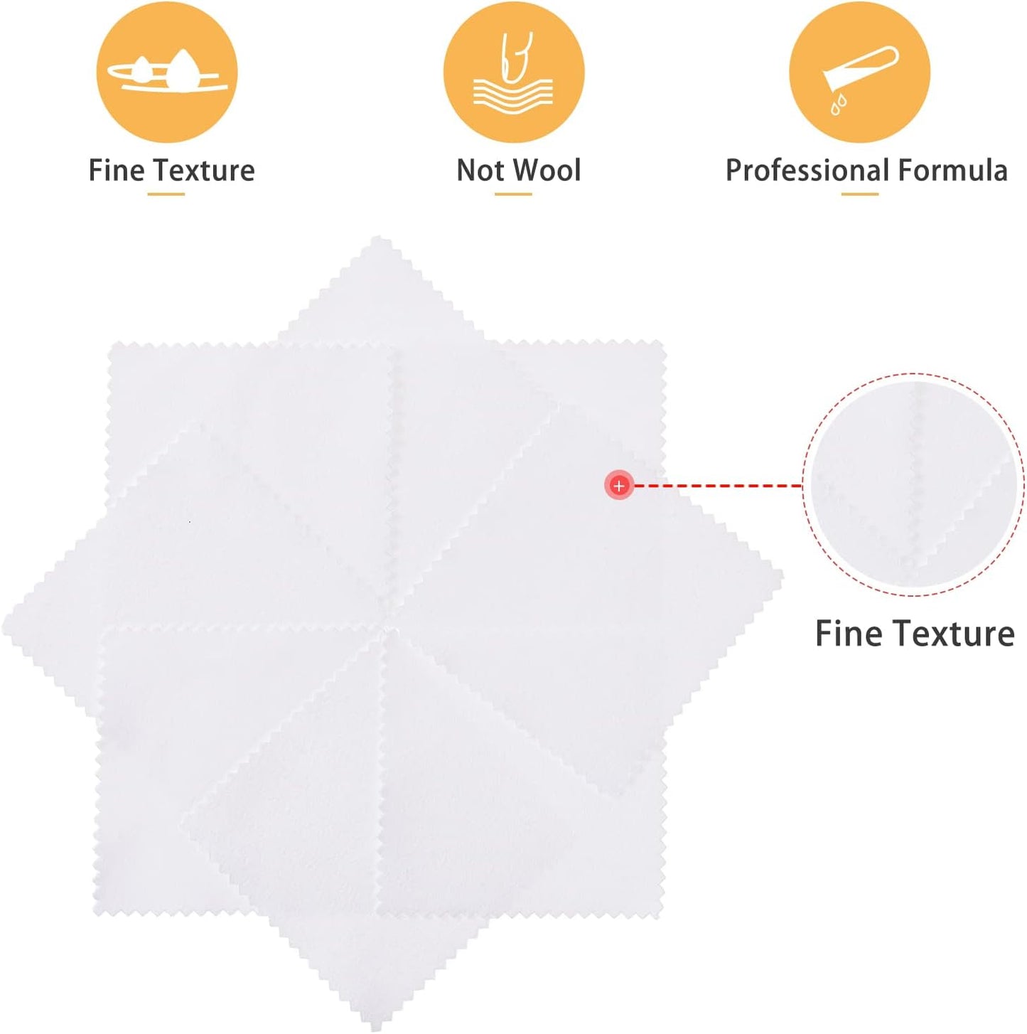 CATIFLIN 100pcs Jewelry Cleaning Cloth, Silver Polishing Cloth Individually Wrapped, Small Jewelry Polishing Cloth for Sterling Silver, Gold, Platinum and More (White, 3.15" x 3.15")