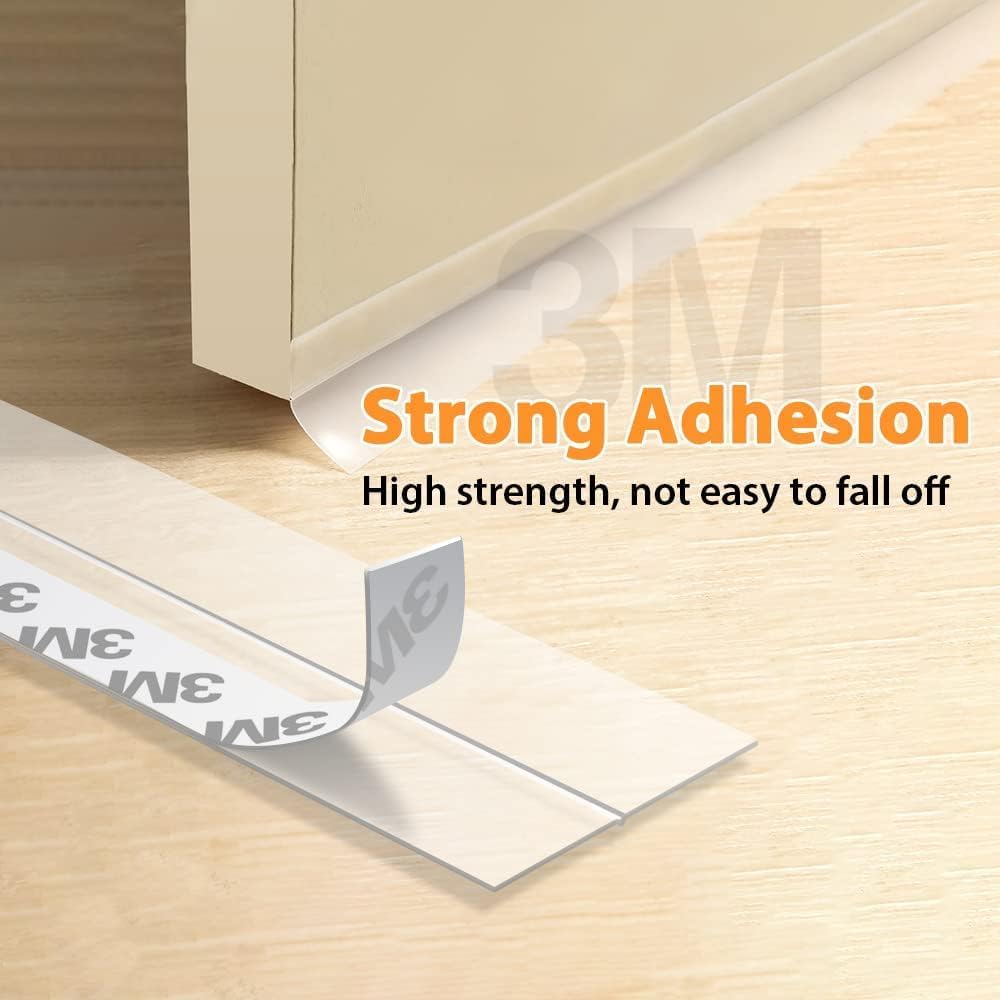 Bruiefpap 36 Ft Silicone Door Weather Stripping, Self-Adhesive Door Seal Strip Tape, Transparent, 35mm, 1.4 inches Wide, 36 Feet Long