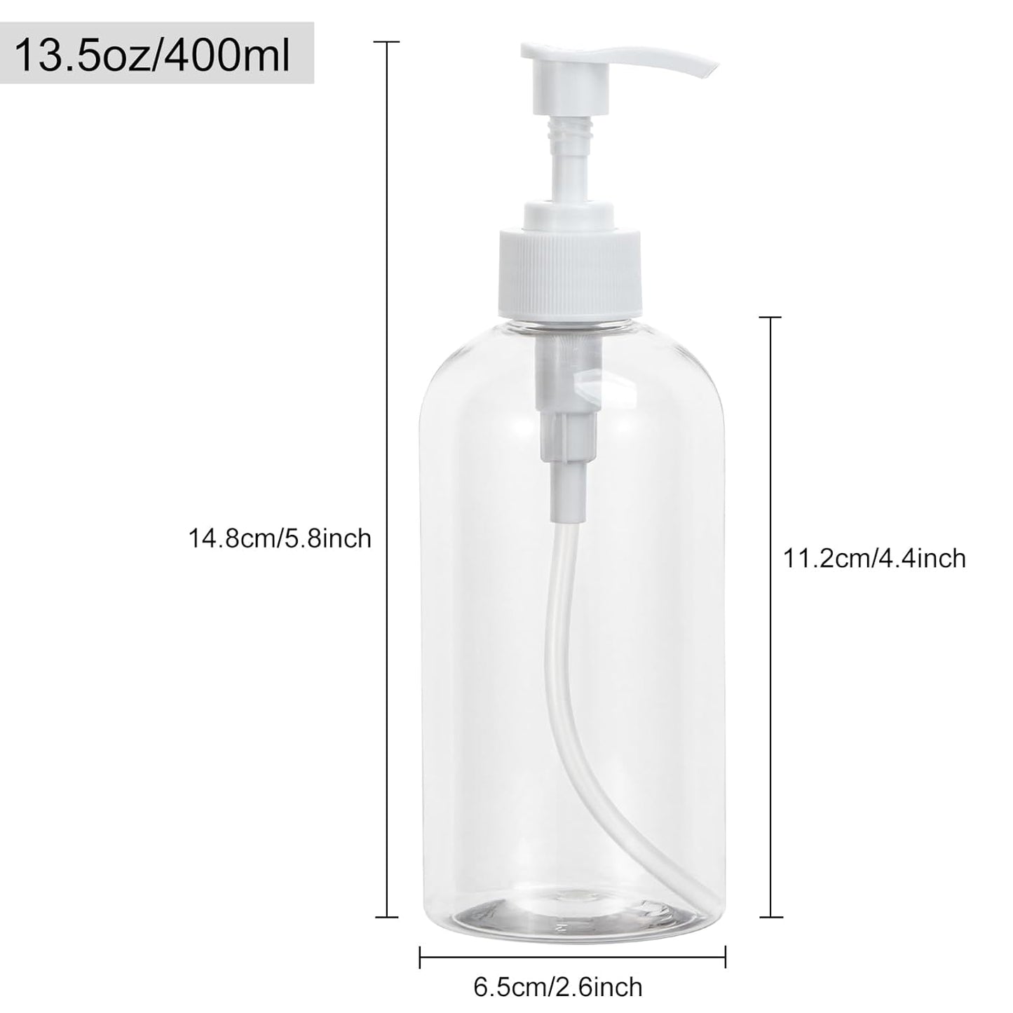Yebeauty Soap Dispenser, 4 Pack 13.5oz/400ml Empty Refillable Pump Bottle Modern Liquid Plastic Shampoo and Conditioner Bottles Large Body Wash Dispenser for Shower, Clear