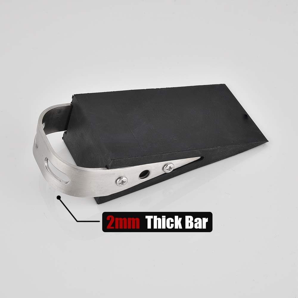 JQK Heavy Duty Door Stopper Rubber Wedge, 304 Stainless Steel Security Door Stops Works On All Floor Types, Brushed(2 Pack), DSB6-BN-P2