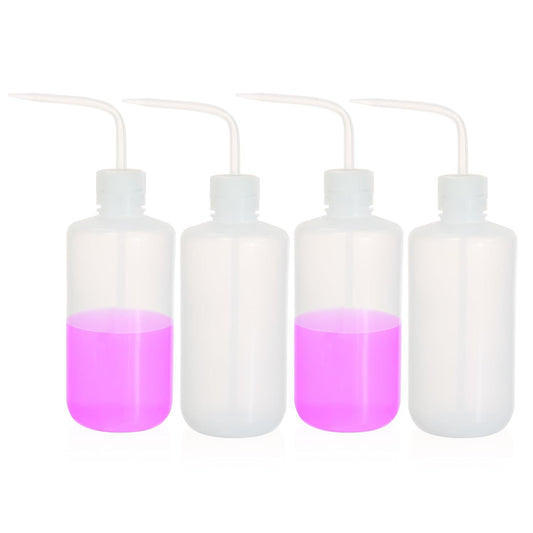 4 pcs of Plastic Squeeze Bottles, Lab Wash Bottle Squeeze Vol.1000ml 33.8oz, LDPE Bottle with PP Draw Tube used for Wash Labware, Cleanig Body Tattoo, and Succulent Watering Irrigation, LVM011