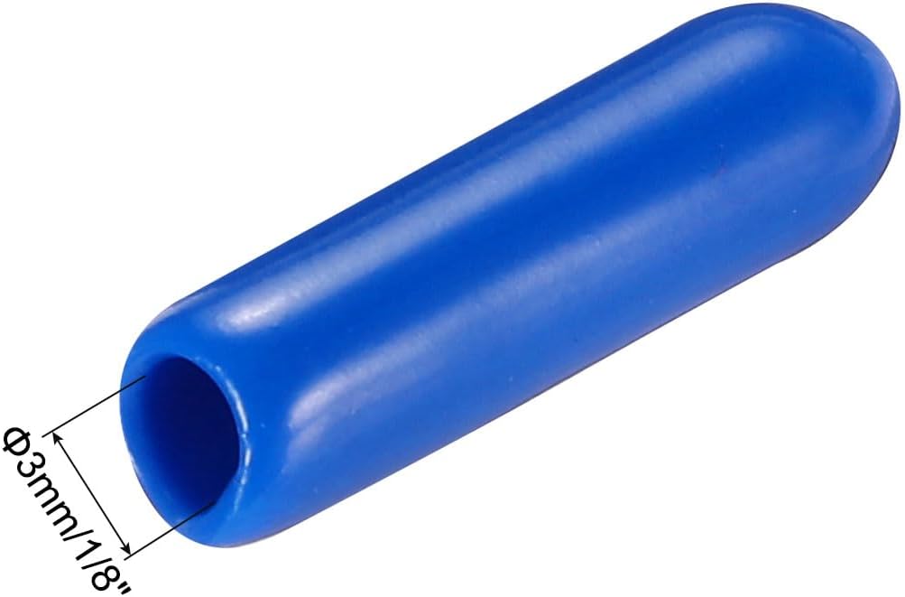 uxcell 20pcs Rubber End Caps 3mm(1/8") ID Vinyl PVC Round Tube Bolt Cap Cover Screw Thread Protectors Blue