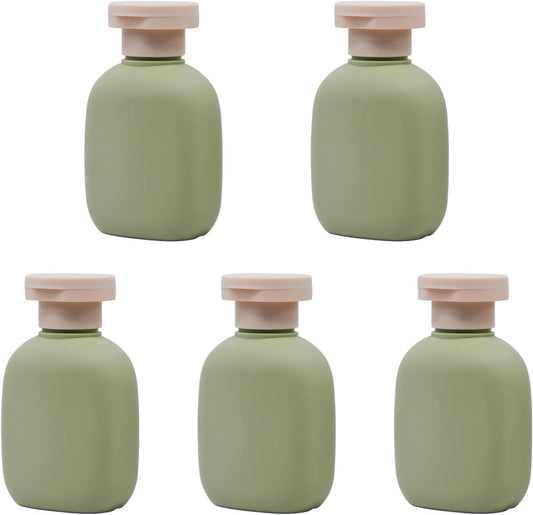 3.4 oz Leak-Proof Travel Bottles (5 Pack) - Plastic Squeeze Containers for Shampoo, Toiletries & Liquids, Food Grade HDPE/PP, Airplane Compliant Essentials - Ocean Green