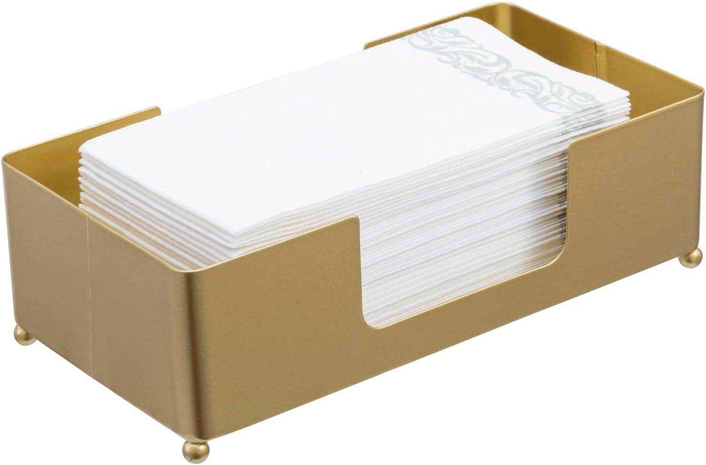 MyGift Paper Towel Holder Modern Gold-Tone Metal Tabletop Folded Paper Hand Towel Holder for Guest Bathroom, Commercial Countertop Tissue Paper Dispenser Tray for Trfold, C-Fold, Z-Fold