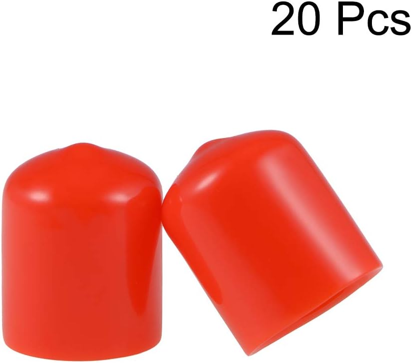 uxcell 20pcs Rubber End Caps 19mm ID Vinyl Round Tube Bolt Cap Cover Thread Protectors Red