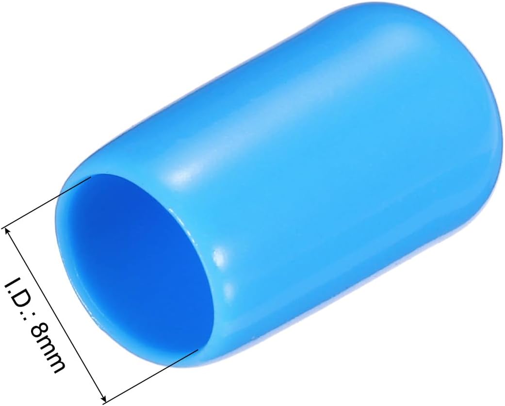 uxcell 20pcs Rubber End Caps 8mm(5/16") ID Vinyl PVC Round Tube Bolt Cap Cover Screw Thread Protectors,Light Blue