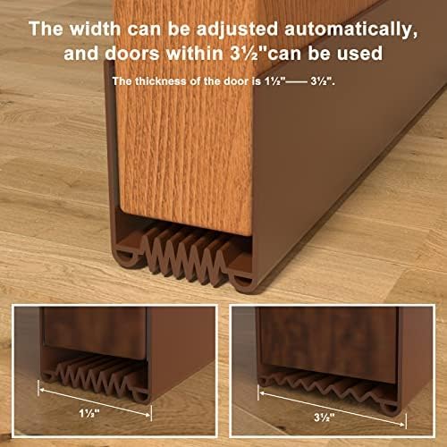 Door Draft Stopper, 39” Length Cuttable Weather Stripping Door Seal, Strong Adhesive Door Sweep for Exterior and Interior Doors (1, Brown)