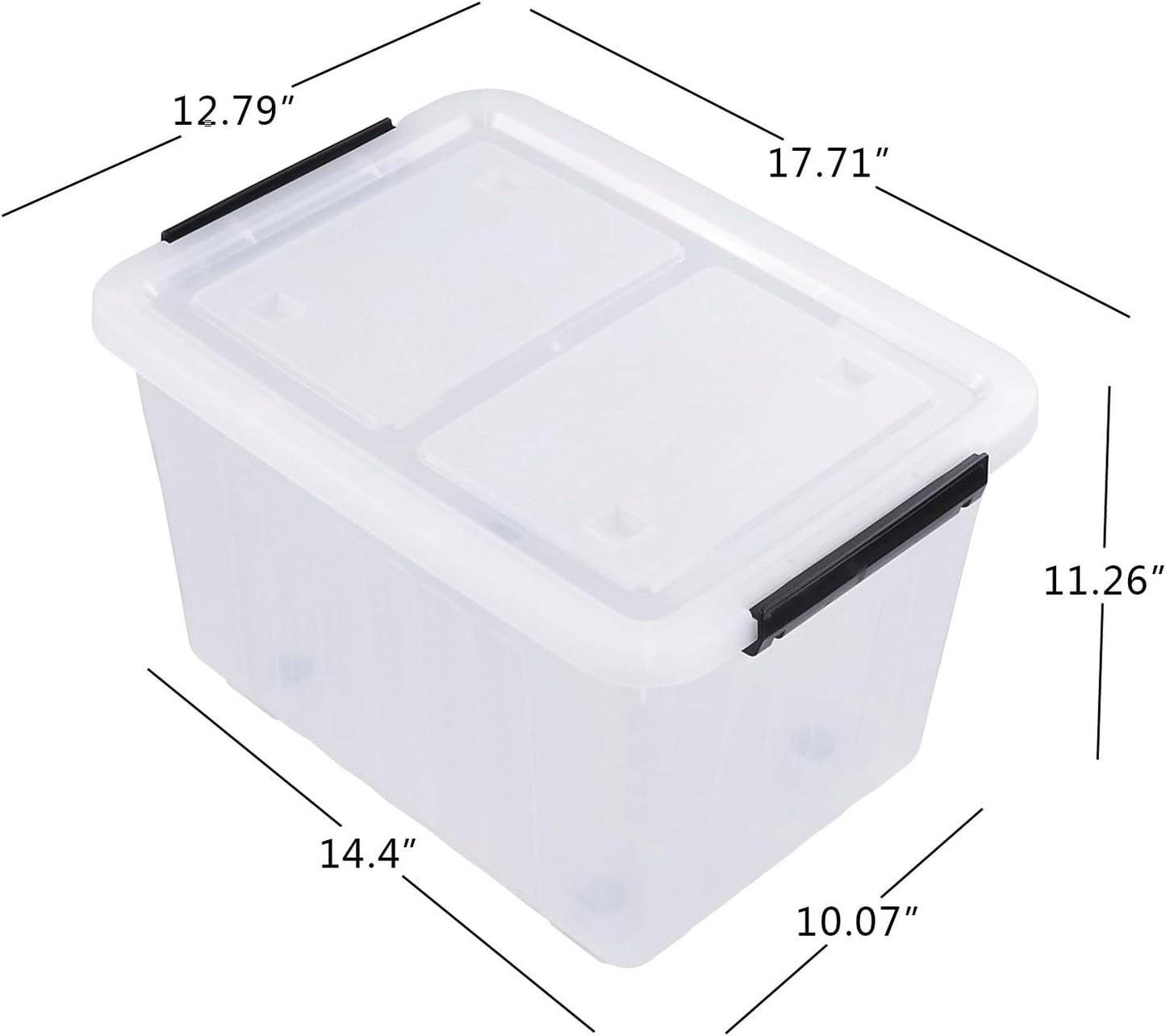 4 Packs 30 L Stackable Plastic Storage Bins with Lids and Wheels, Latching Clear Storage Container Box