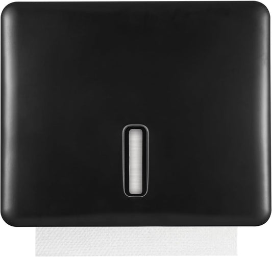 Multifold Paper Towel Dispenser Wall Mount (Black) – Large Capacity C-Fold, Trifold, and Folded Commercial Hand Towels Holder for Bathroom & Restroom – Adhesive or Screw Mounted