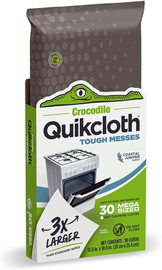 Quikcloth® Tough Messes – Plant-Based, Gentle, Plastic-Free Cleaning Wipes for Home & Kitchen - Safe on Hands and Surfaces