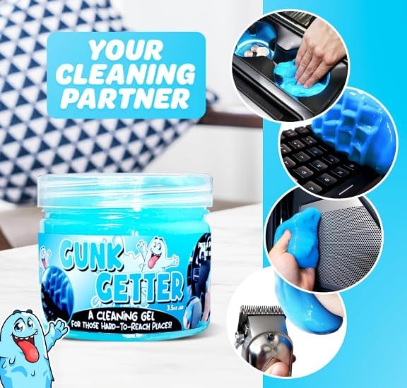 Gunk Getter, 6 Pack, Cleaning Gel for Those Hard to Reach Places, Automotive Cup Holder Electronic Keyboard Office, Slime Gel Cleaner Dust Crumb Removal
