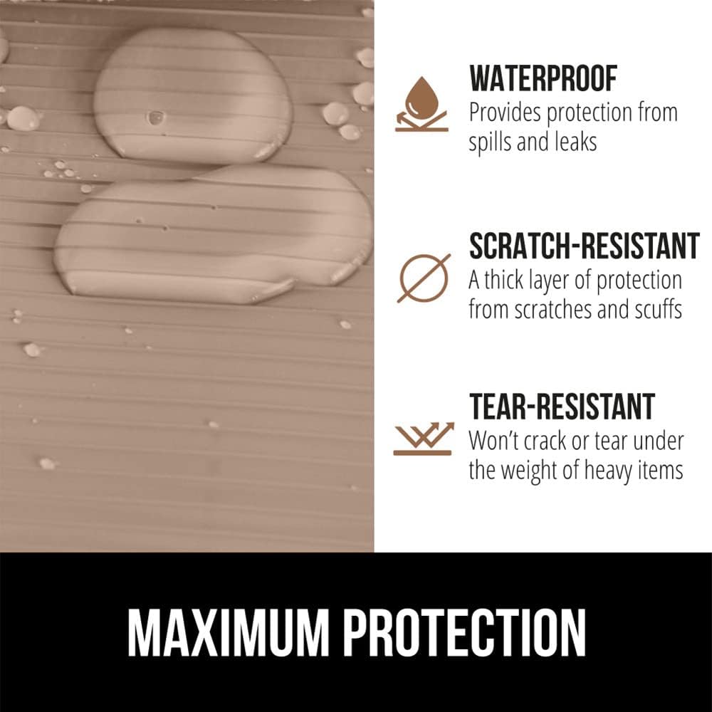 GORILLA GRIP DuraGuard Shelf Liner, 24x30 Non-Adhesive Cabinet Liners for Kitchen Drawers, Shelves, Refrigerator, Pantry Storage, Bathroom Closet, Durable Waterproof BPA Free Ribbed Plastic, Beige