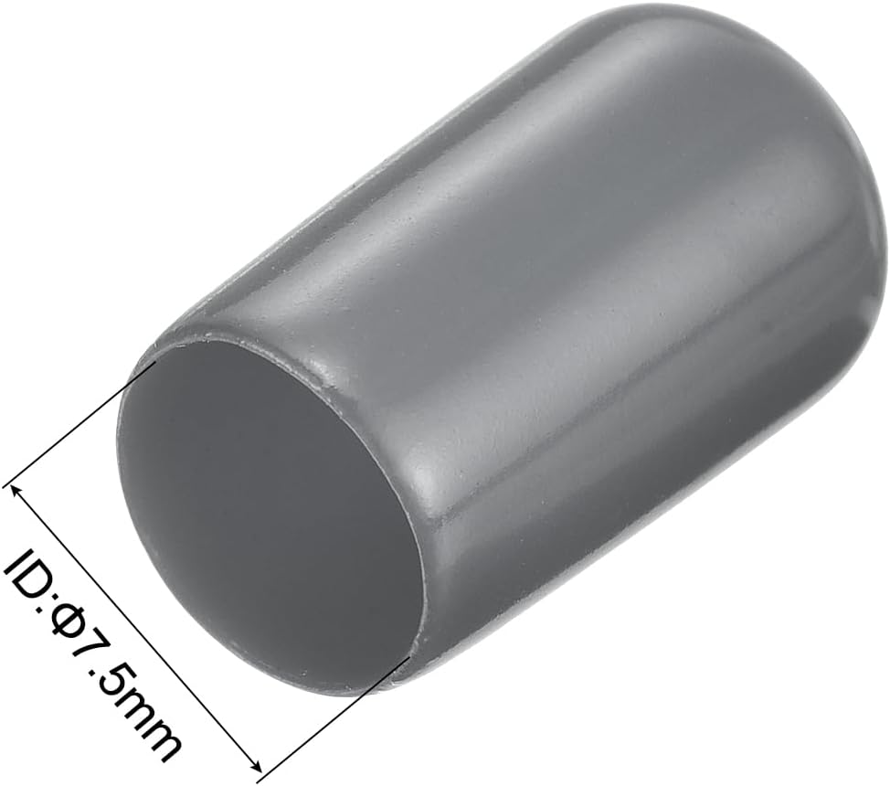 uxcell 20pcs Rubber End Caps 7.5mm ID Vinyl Round Tube Bolt Cap Cover Thread Protectors Dark Grey