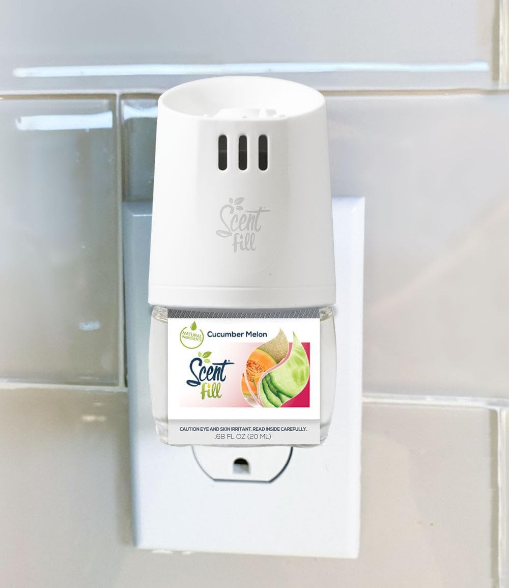 Scent Fill Cucumber Melon Plug in Air Freshener, Scented Oil Refills, 2 Refills + Diffuser