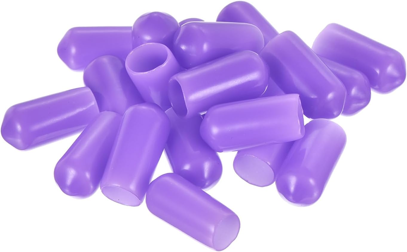 uxcell 20pcs Rubber End Caps 7mm(1/4") ID Vinyl PVC Round Tube Bolt Cap Cover Screw Thread Protectors Purple