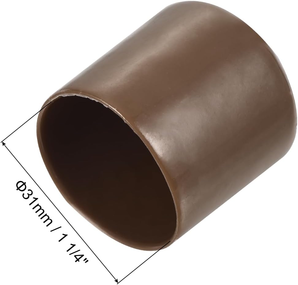 uxcell 20pcs Rubber End Caps 31mm(1 1/4") ID Vinyl PVC Round Tube Bolt Cap Cover Screw Thread Protectors Brown