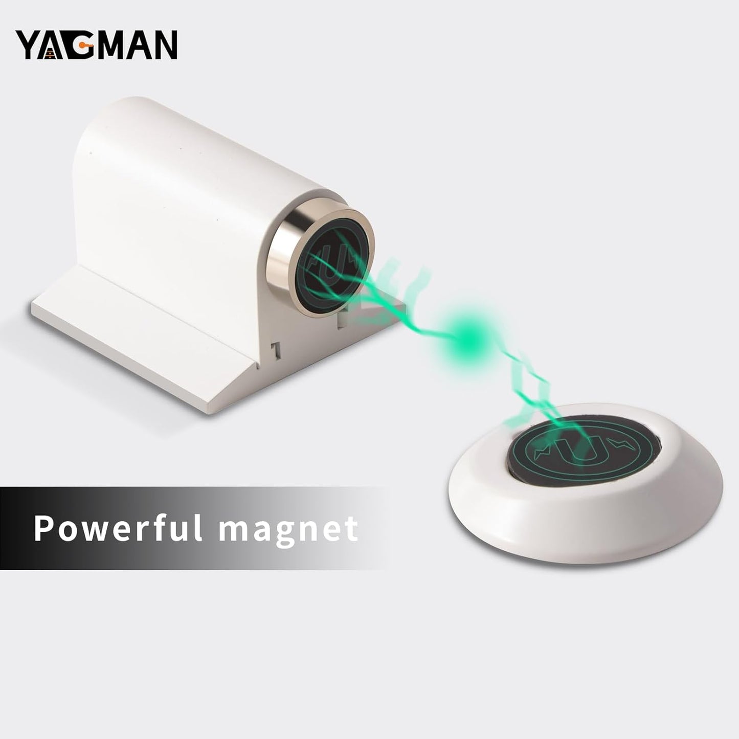 1 Pack Magnetic Door Stoppers Retractable Bottom of Door Holder No Drilling Mount Floor Door Stop with Screws and Adhesive Catch Door Keep Door Open White WT-1