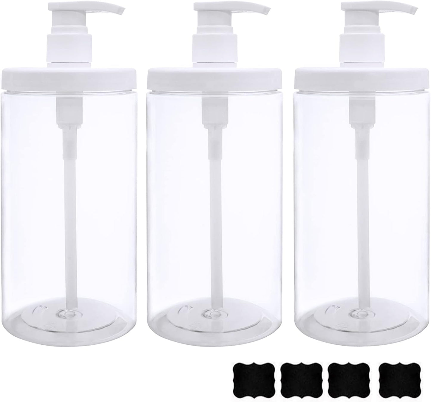 Cosywell Pump Bottle Dispenser Plastic Pump Bottles Refillable Bottles Wide Mouth Jar Style Empty Pump Bottles Bathroom Shower Containers for Lotion Shampoo Conditioner (White, 3X 1000ml)
