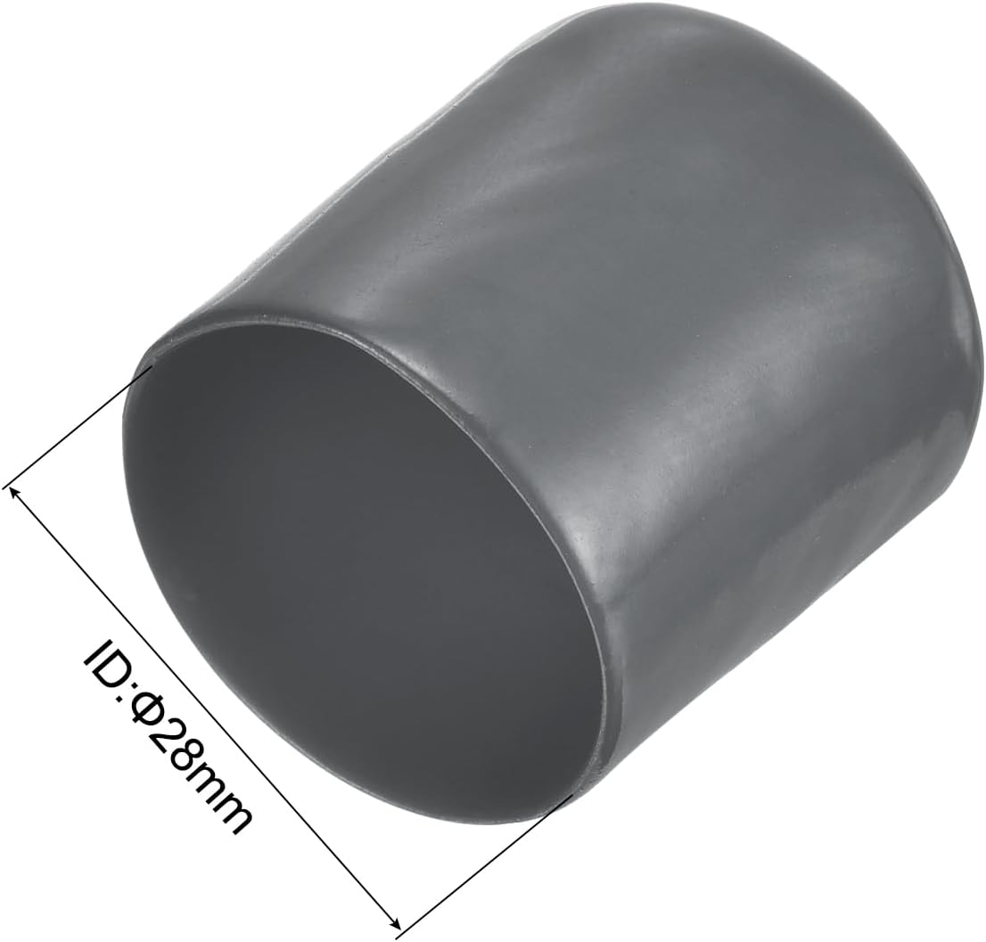 uxcell 20pcs Rubber End Caps 28mm ID Vinyl Round Tube Bolt Cap Cover Thread Protectors Dark Grey