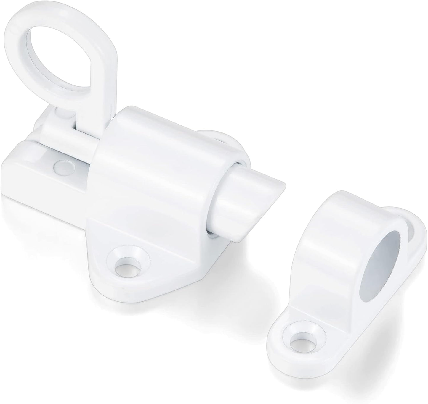 3 Packs Self-Closing Latches，White Spring Door Lock，Resilient Bolt Latch Aluminum Alloy Safety Automatic Spring Barrel Slide Door Lock with Screws,Used for Gate,Window and Cabinet etc