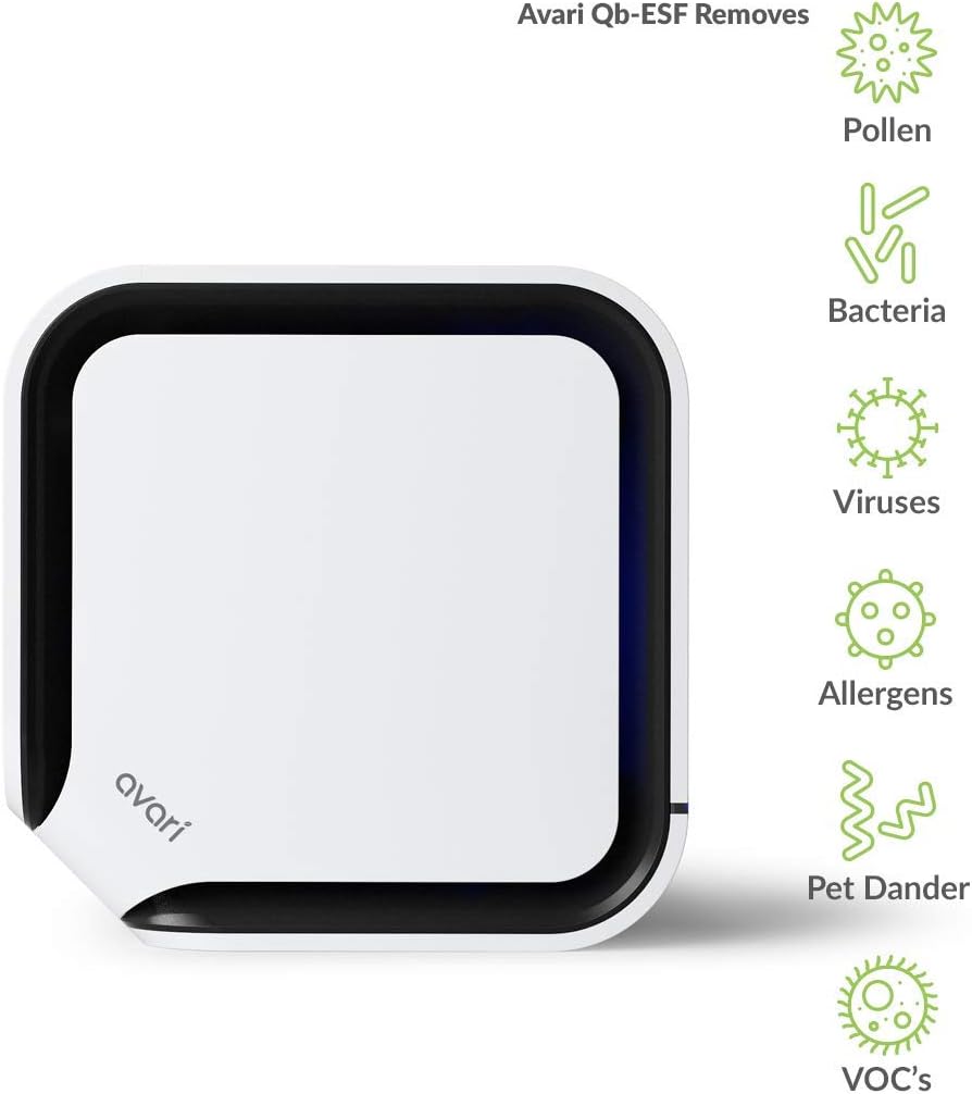 Avari QB 3-Stage Personal Air Purifier made in Korea with Electrostatic Charged Filter, Charcoal Filter & UV LED Sanitizer