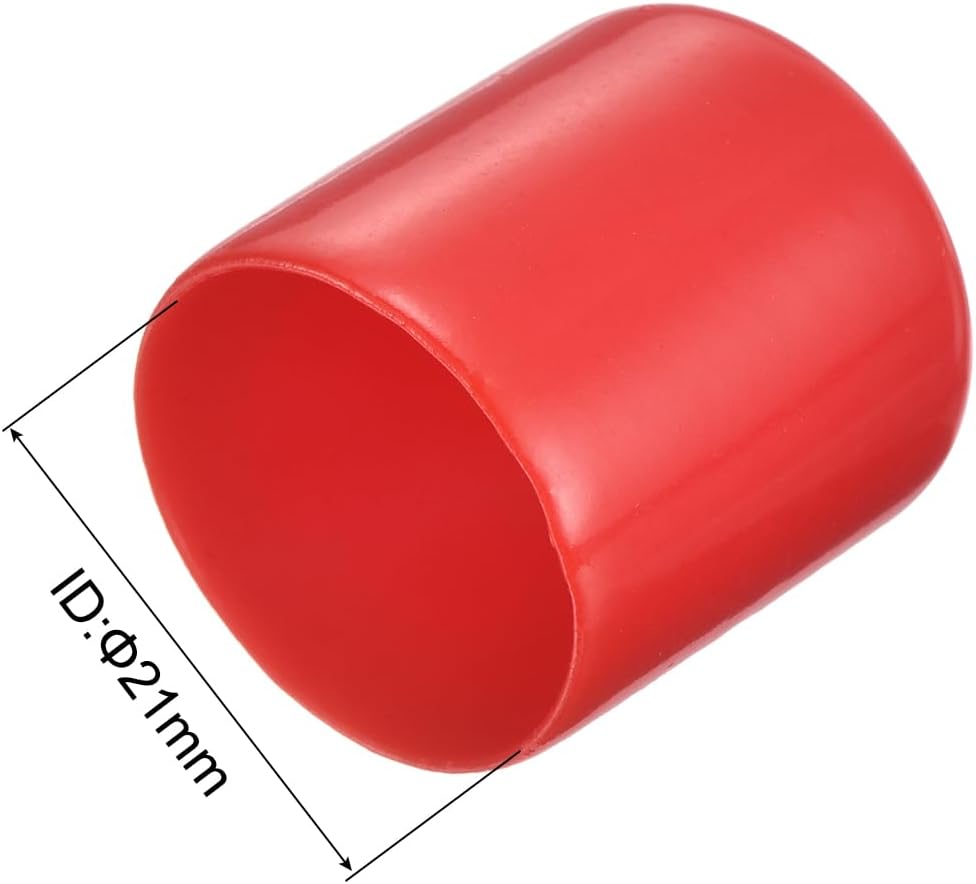 uxcell 20pcs Rubber End Caps 21mm ID Vinyl Round Tube Bolt Cap Cover Thread Protectors Red