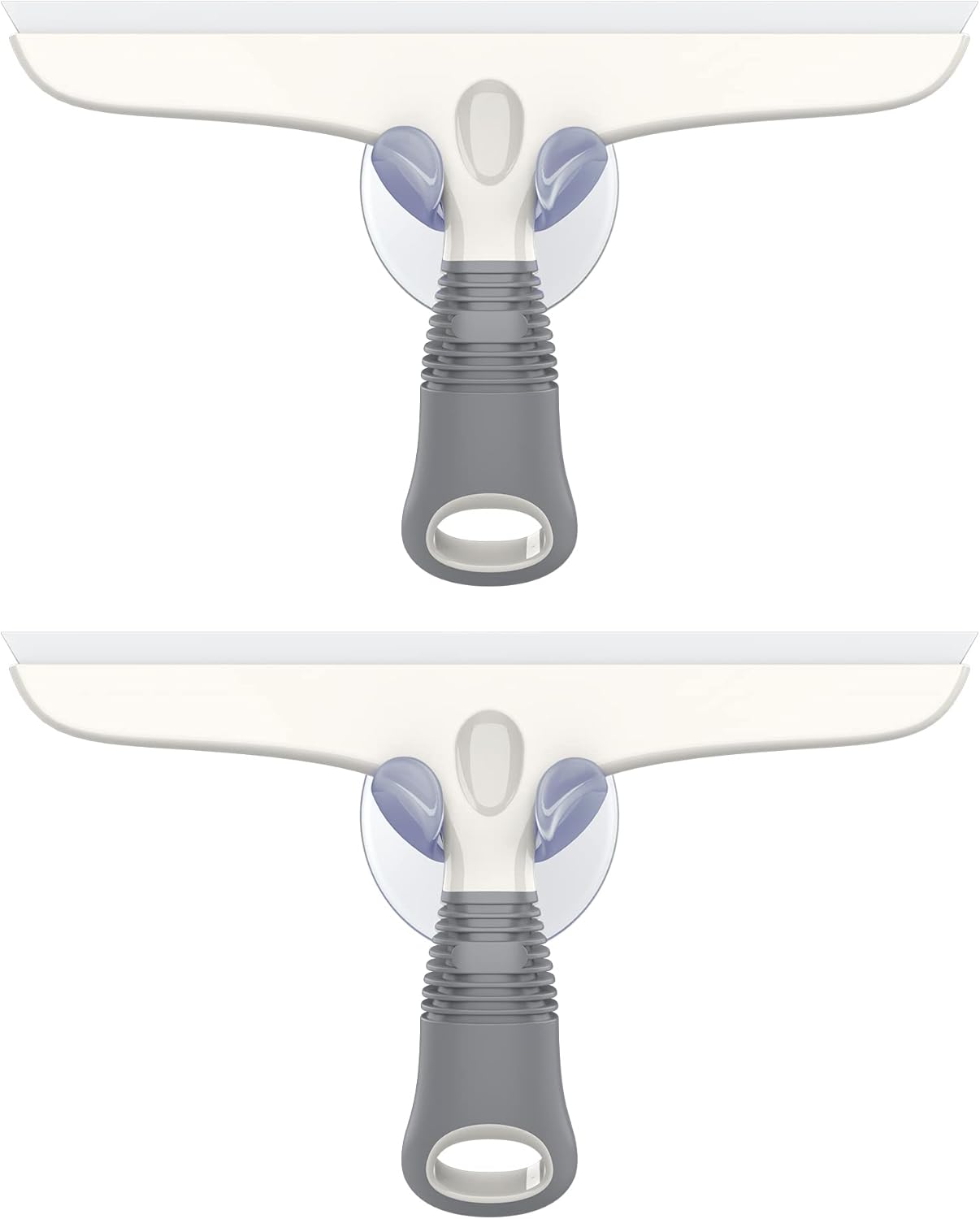 MR.SIGA Multi-Purpose Silicon Squeegee for Window, Glass, Shower Door, Car Windshield, Heavy Duty Window Scrubber, Includes Suction Hook, 10 inch, White & Gray, 2 Pack