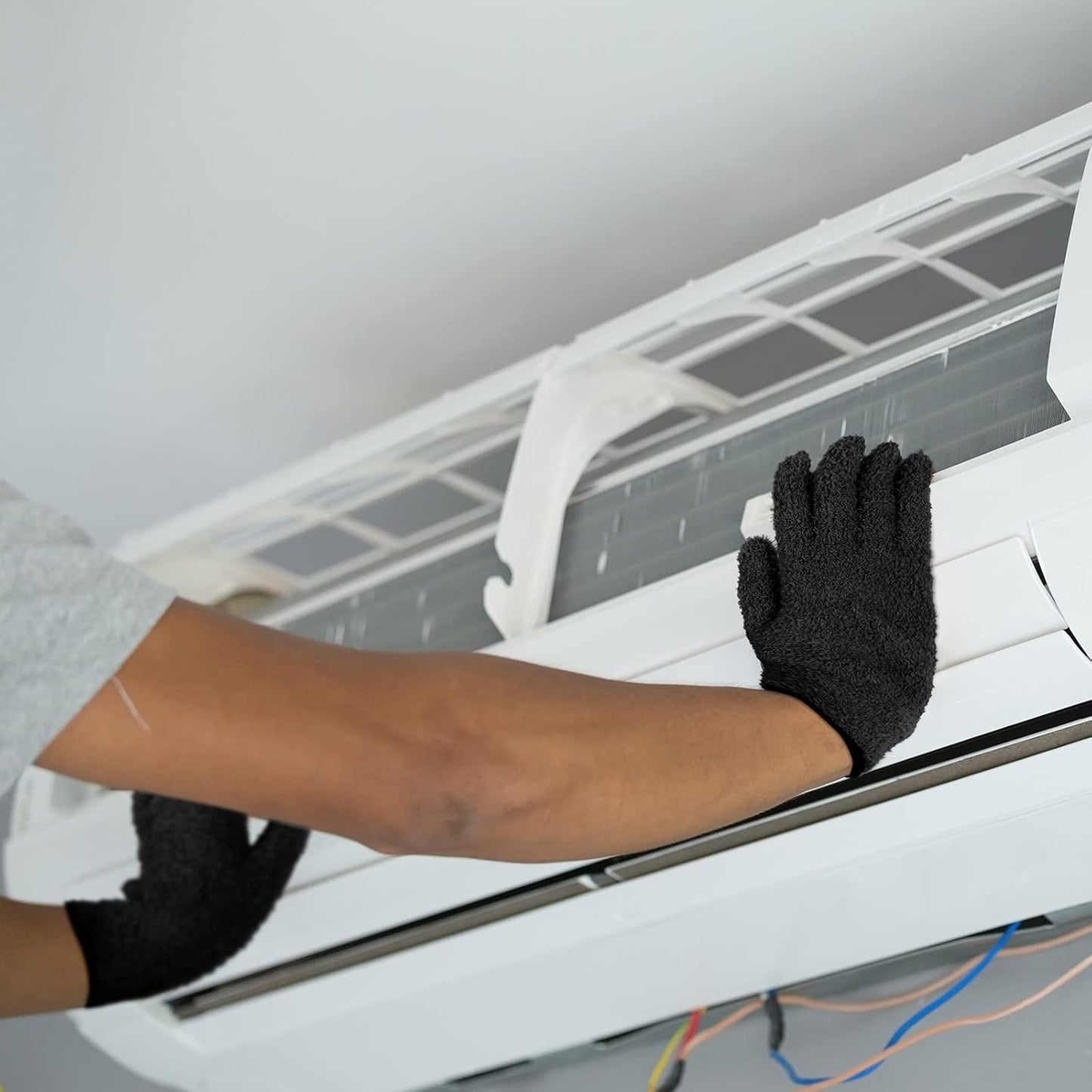 Patelai 3 Pairs Microfiber Plant Dusting Gloves Leaf Cleaning Gloves for Indoor Plants, Blinds, Furniture, House(Large,Black)