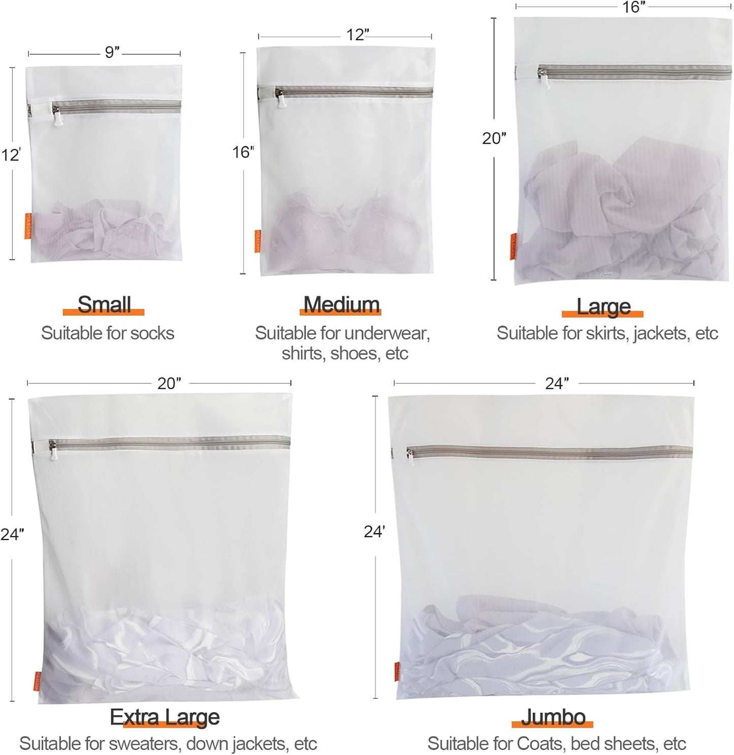 Polecasa 3Pcs 12 x 16 Inches Extra Durable Fine Mesh Laundry Bags with Sturdy Zipper for Delicates, Protect Clothes in Washing Machine, Laundry Room Essentials for College, Dorm (3 Medium)