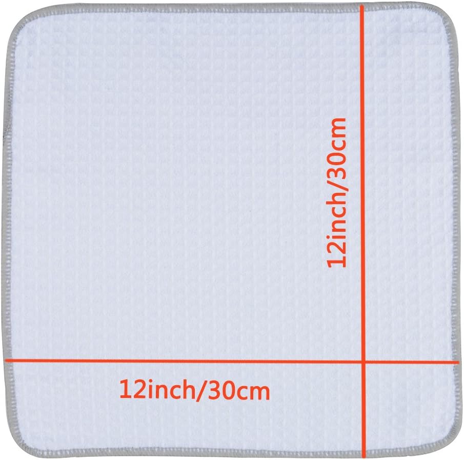 KinHwa Microfiber Dish Cloths Thick Waffle Weave Kitchen Dish Rags Ultra Absorbent Dishcloths 12inch x 12inch 6 Pack - White