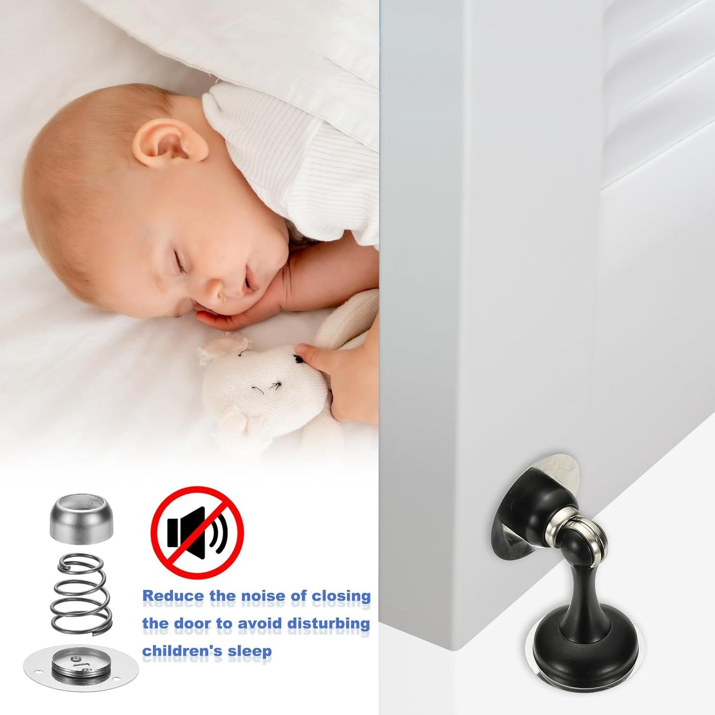 uxcell Magnetic Door Stopper, Stainless Steel Heavy Duty Door Holder, No Drilling Doors Knob Wall Protector with Self-AdhesiveTapes and Screws for Home Wall Floor Mounting, Yellow Bronze