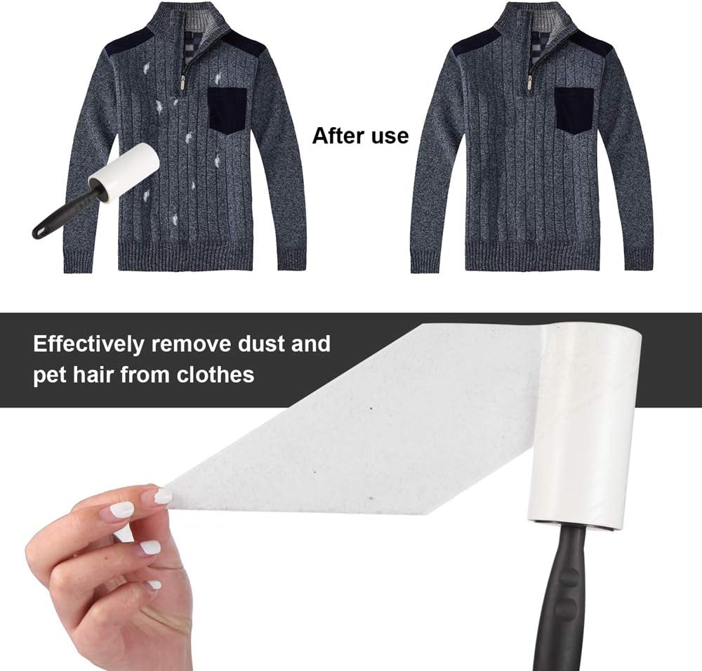 Lint Rollers for Pet Hair Extra Sticky, Pet Hair Remover Set Brush for Dog & Cat Hair Removal, Clothes, Furniture, 2 Handles with 4 Refills, 240 Total Sheets