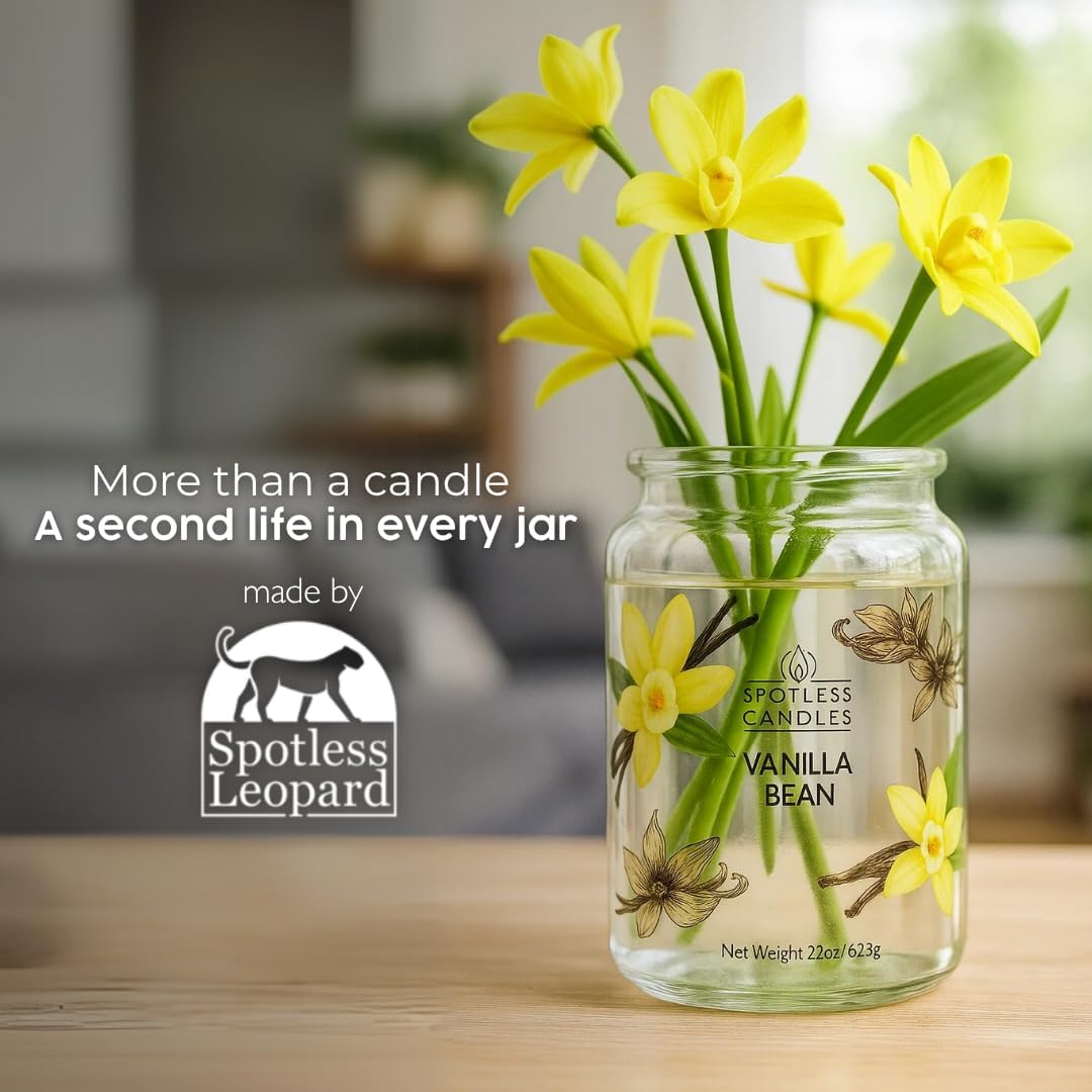 Candle Vanilla Bean 22oz with Wooden Wick in a Presentation Gift Box & Protective Shipper - Vanilla Scented Candles - Large Jar Candles