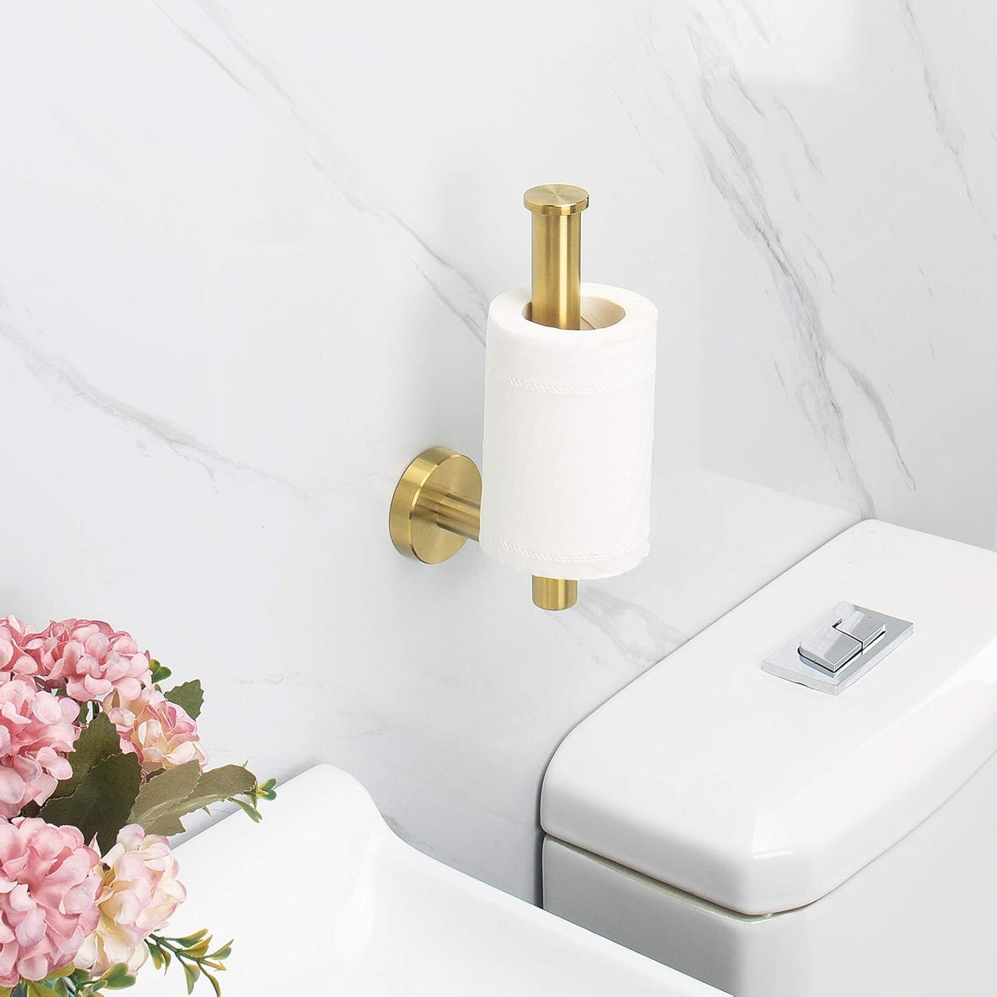 NearMoon Bathroom Toilet Paper Holder, Premium SUS304 Stainless Steel Rustproof Wall Mounted Toilet Roll Holder for Bathroom, Kitchen, Washroom (1 Pack, Brushed Gold)