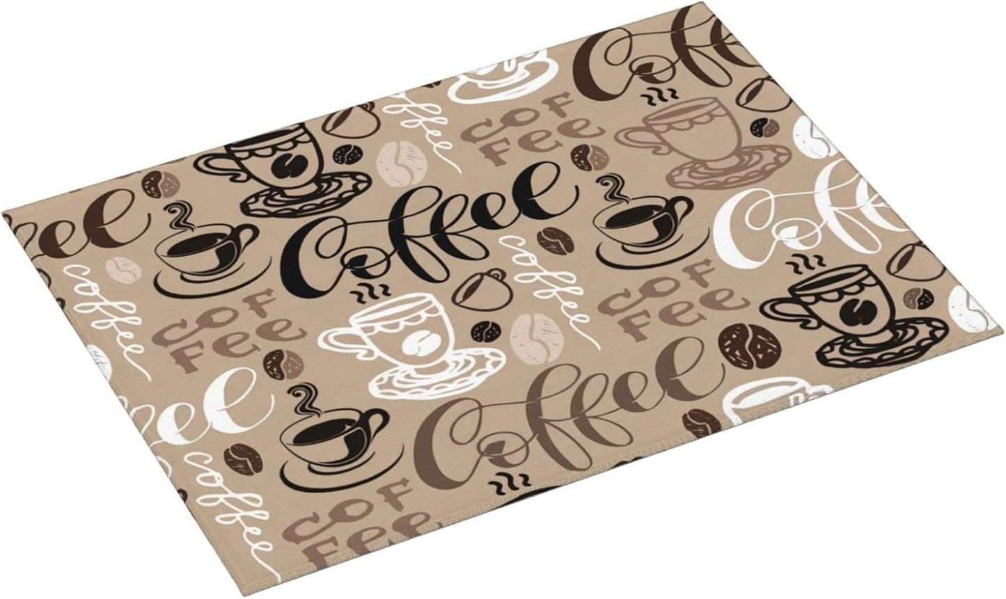 Brown Coffee Maker Beans Theme Microfiber Absorbent Reversible Dish Drying Mat For Kitchen Counter Xl Large Pad 18 X 24 Inch