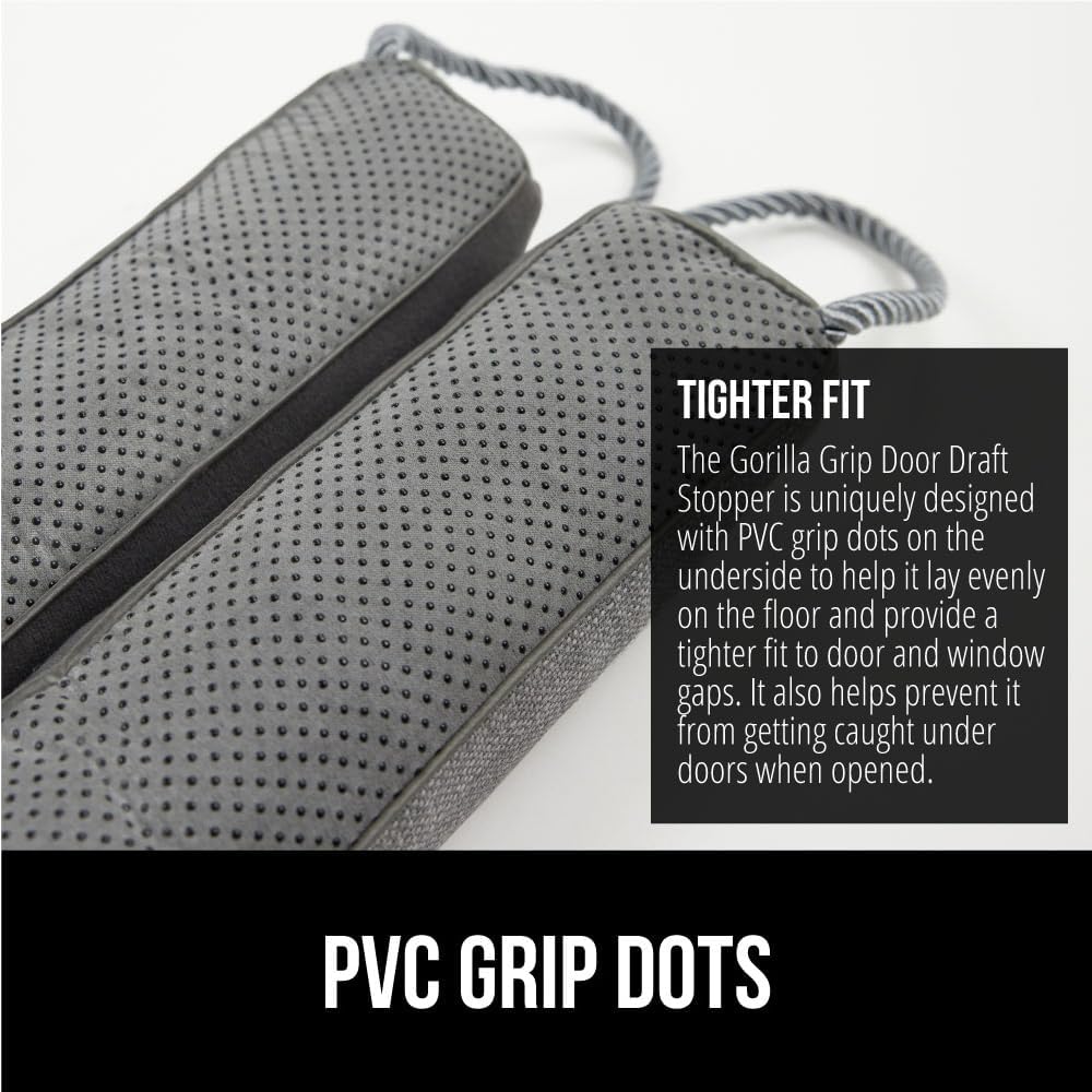 GORILLA GRIP Door Draft Stopper for Bottom of Doors, Weather Stripping Seal Blocks Hot Air, Noise, Bugs, Keeps Cold AC in, Sound Proofing Easy Install Gap Filler, Home Essentials, 36 Inch, Slate Gray