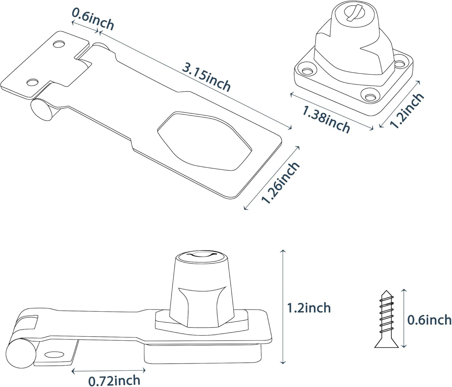 Alise Keyed Hasp Lock,3 Inch Safety Packlock Clasp Hasp Lock Latch with Lock,Door Hinge Lock with Keys Keyed Locking Hasp for Cabinets Closets Doors,Chrome