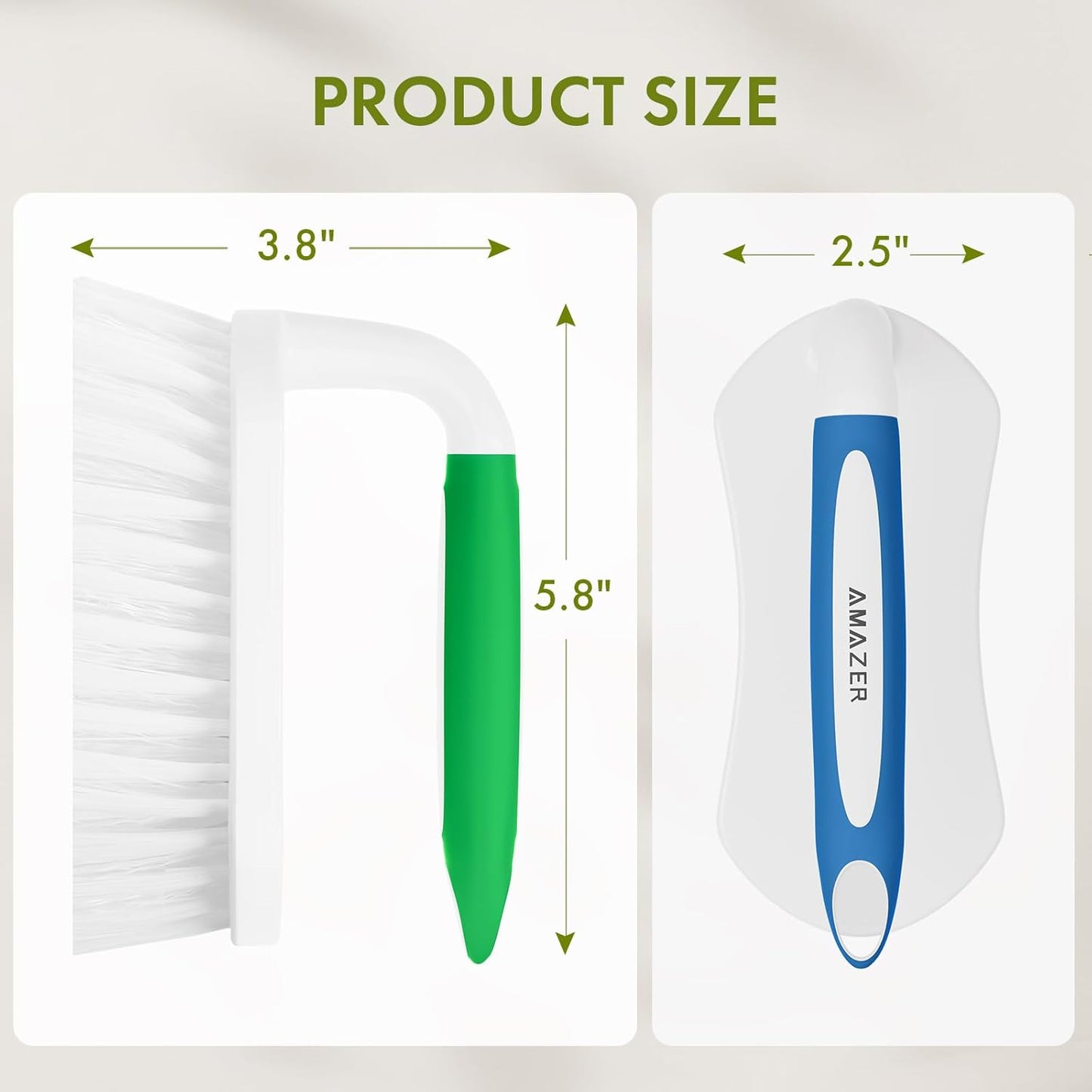Amazer Scrub Brush for Cleaning Comfort Grip Shower Scrubber Flexible Stiff Bristles with Handle Heavy Duty Cleaner Brush for Tub Sink Carpet Floor - Pack of 2 (Blue+Green)