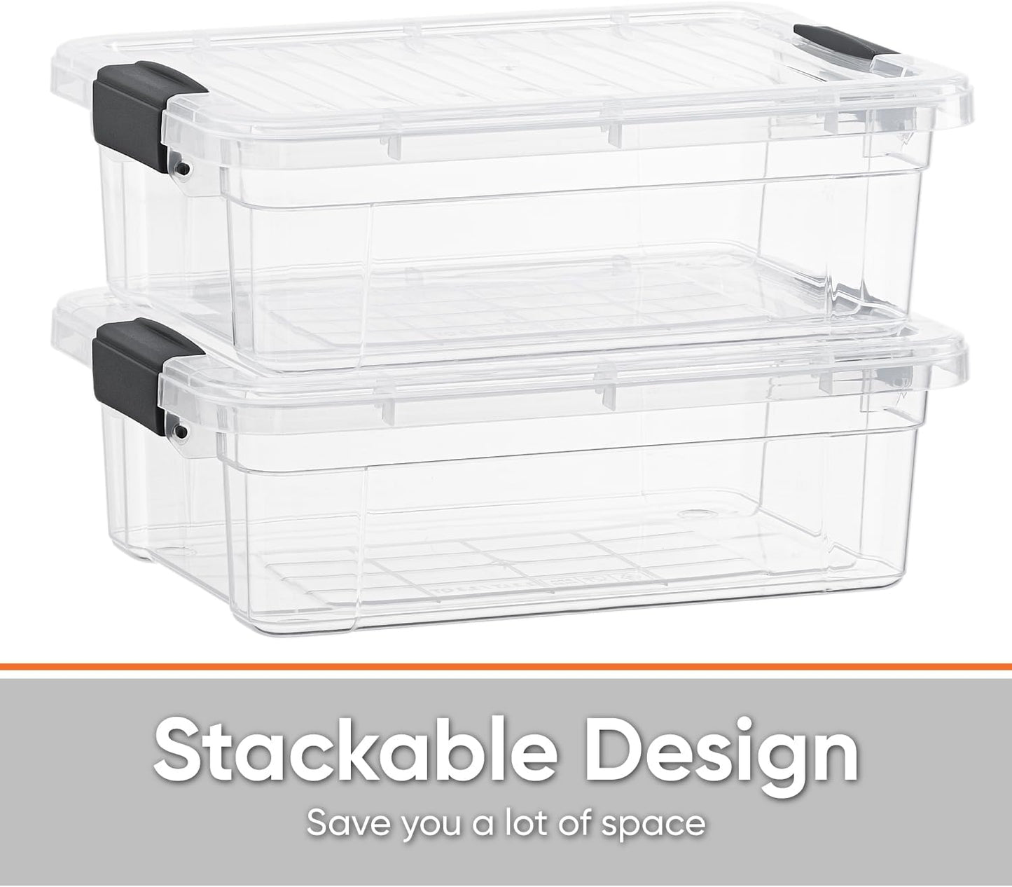Superio Clear Storage Boxes with Lids, 1.27 Quart Plastic Container Bins for Organizing, Stackable Crates, BPA Free, Non Toxic, Odor Free, Organizers for Home, Office and Dorm, 4 Pack
