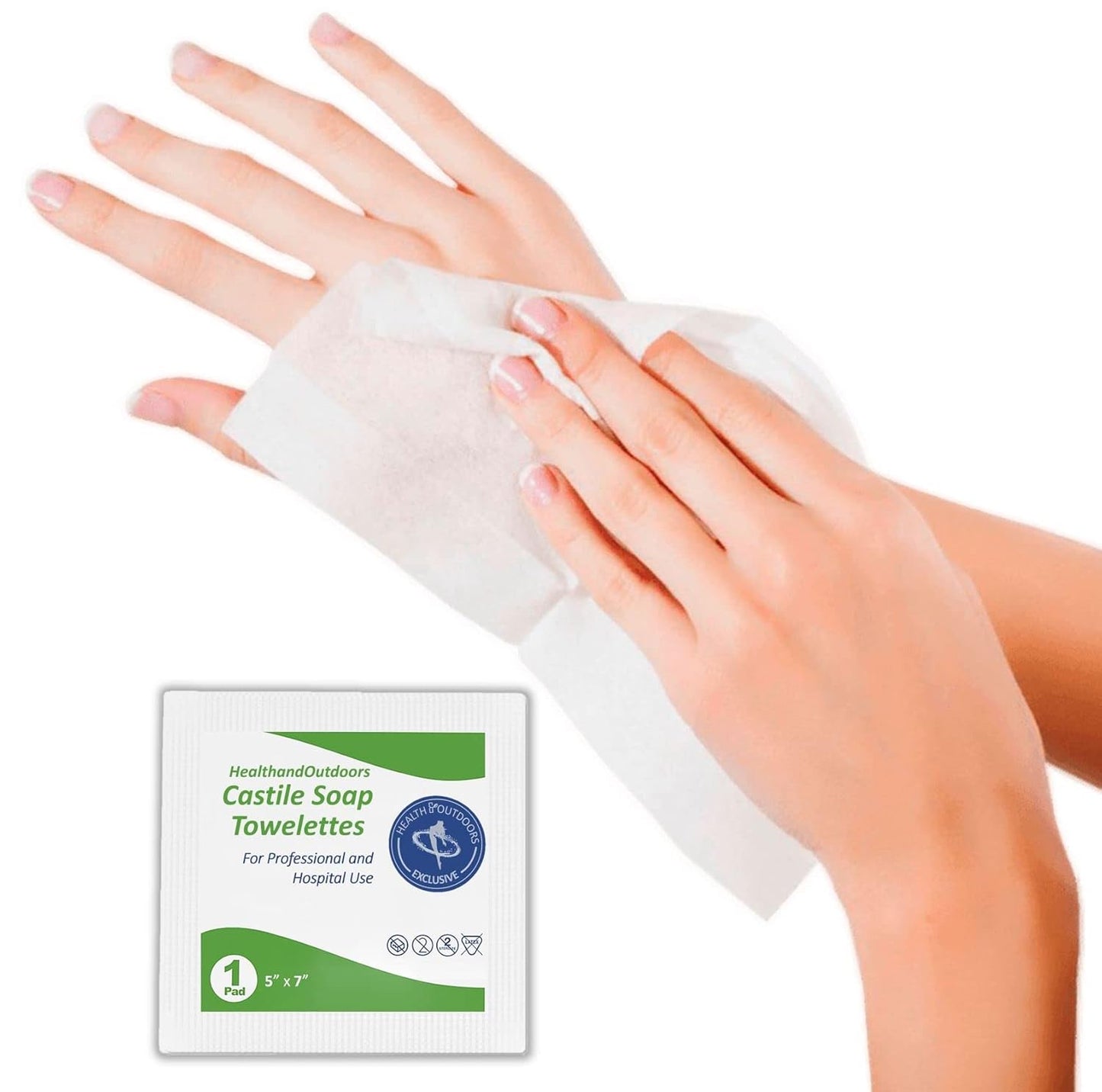 HAO Castile Soap Cleansing Towelettes 125 Count Refreshing Scented Wipes White 125 Count (Pack of 1) HAO-CST-125