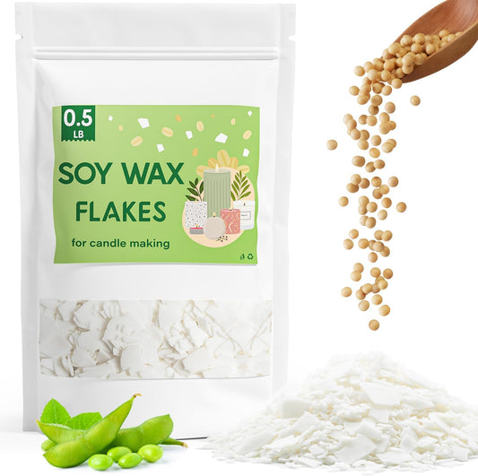 CHILLFLAME Soy Wax Flakes, Natural Candle Wax, Organic Soy Wax for Candle Making from Farm, No Harmless, Additives, and Pure (0.5lb)