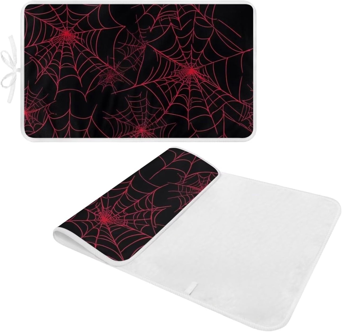 Ironing Mat Red Spider Web Portable Ironing Pad Blanket for Table Top Heat Resistance Foldable Lightweight 32 x 16 Inch Small Ironing Pads for Washer,Dryer,Countertop