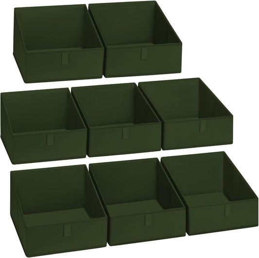 DIMJ Closet Storage Bins 8 Pack - Fabric Trapezoid Closet Organizer Bin, Foldable Storage Baskets for Shelves, Closet Shelf Organizer, Clothing Storage Box for Toys, Books, Towel, Clothes, Green
