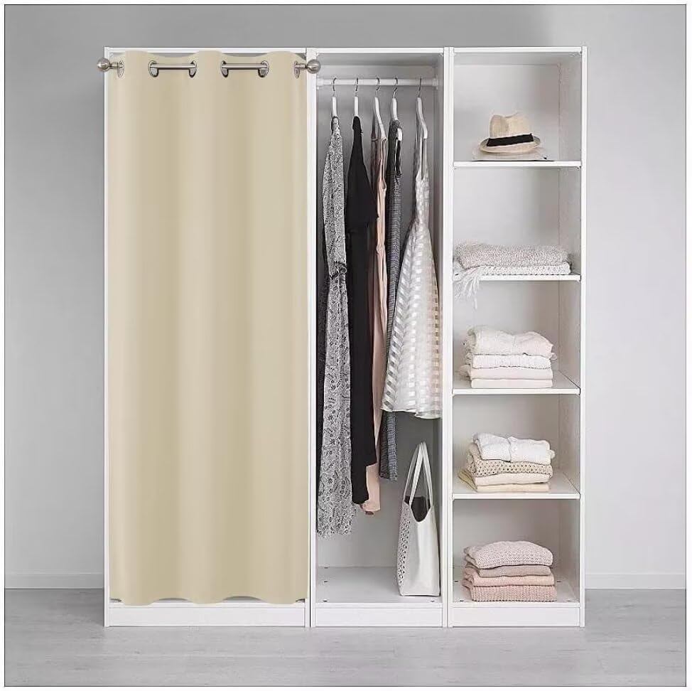 Joydeco Custom Size Doorway Curtains for Bedroom, Closet, and Temporary Door (Light Beige)
