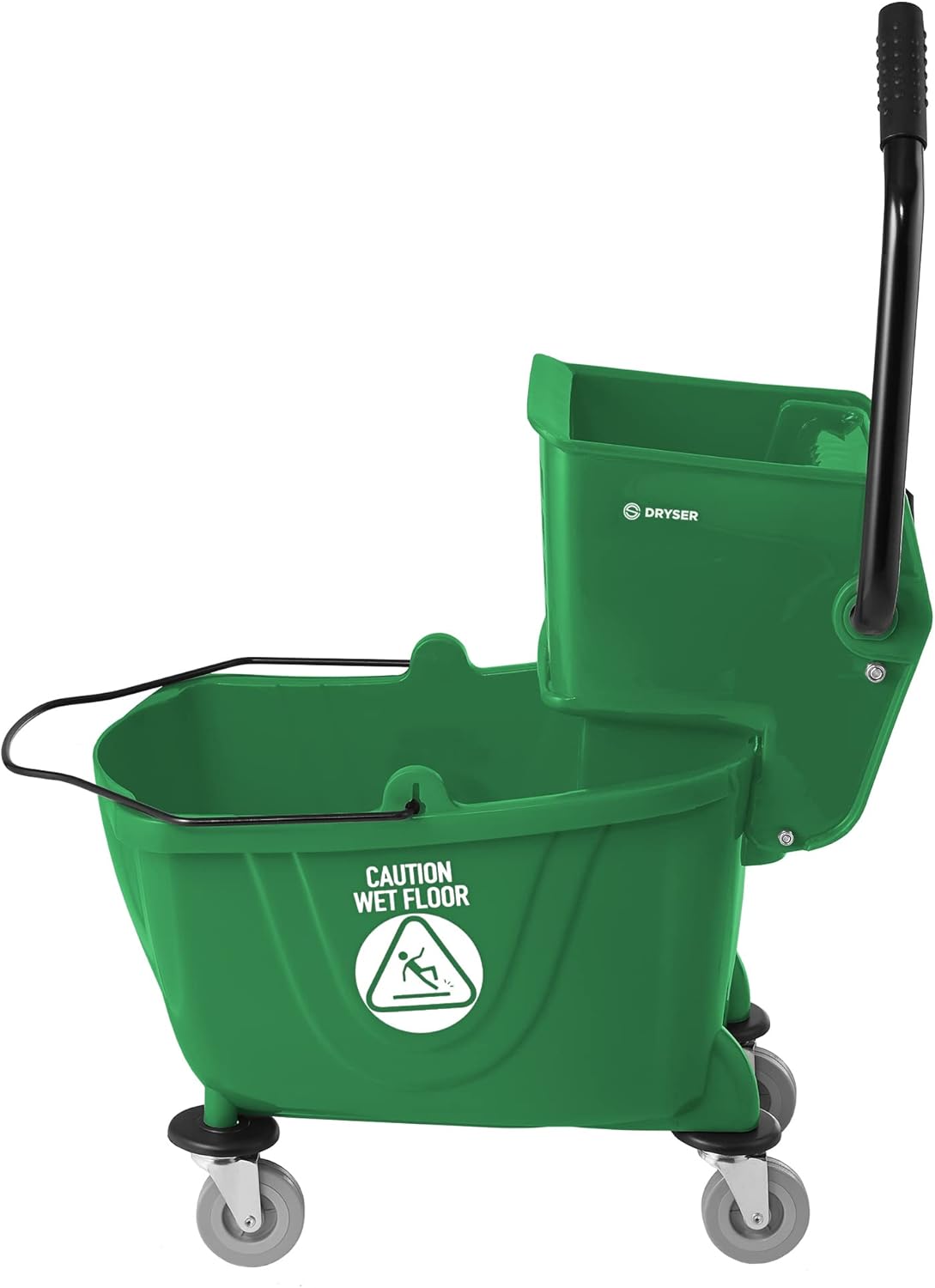 Dryser Commercial Mop Bucket with Side Press Wringer, 26 Quart, Green