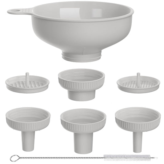 Wide Mouth Kitchen Funnel, Food Grade Plastic Cooking Canning Funnel with 4 Sizes Spouts for Filling Wide and Regular Mason Jars, Spray Dropper Oil Bottle Jug Spices Shampoo Sauce