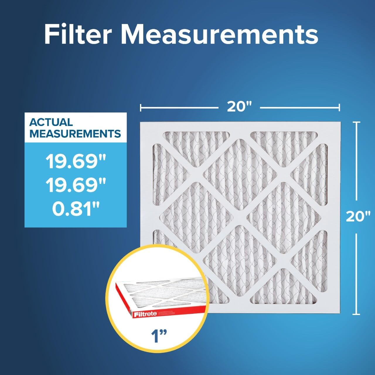 Filtrete 20x20x1 AC Furnace Air Filter, MERV 11, MPR 1000, Micro Allergen Defense, 3-Month Pleated 1-Inch Electrostatic Air Cleaning Filter, 4 Pack (Actual Size 19.69 x 19.69 x 0.81 in)