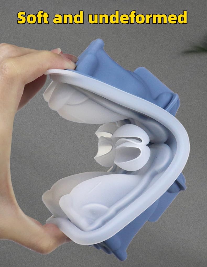 Cute 3D Labrador Dog Silicone Ice Cube Tray Mold Cartoon Animal Ice Box BPA-Free (Grey)