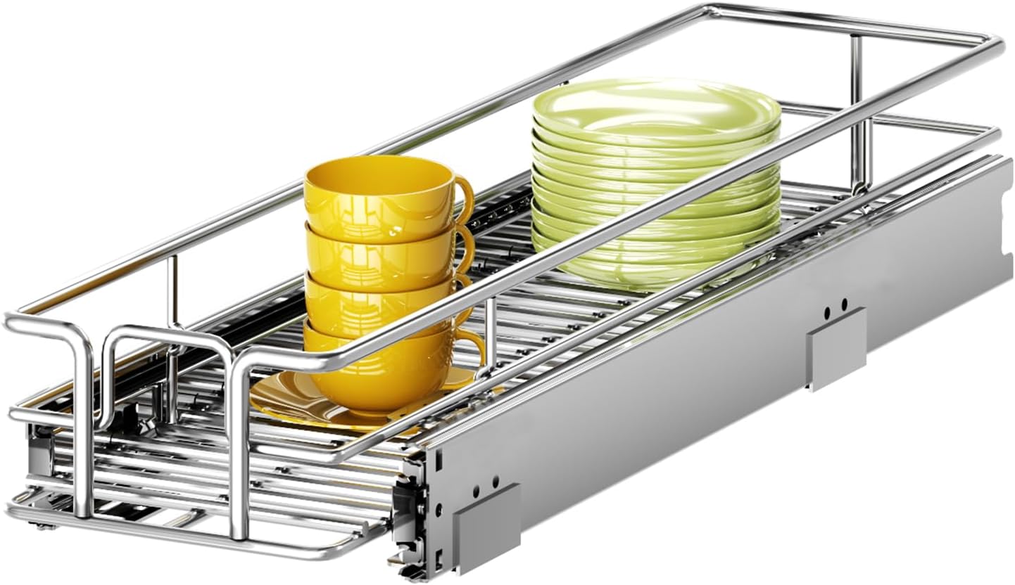 Pull Out Cabinet Organizer 7½" W x 21½" D, Heavy Duty Cabinet Pull Out Shelves, Slide Out Drawers Organization for Kitchen Cabinets Bathroom